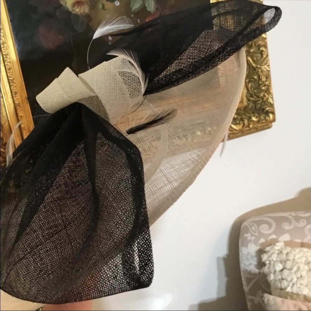 Cream and black custom Kentucky derby hat